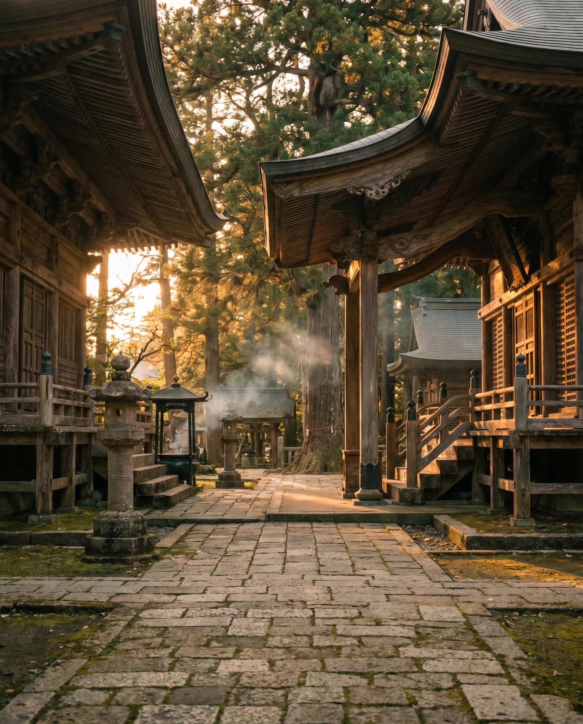 Nearby temple at golden hour