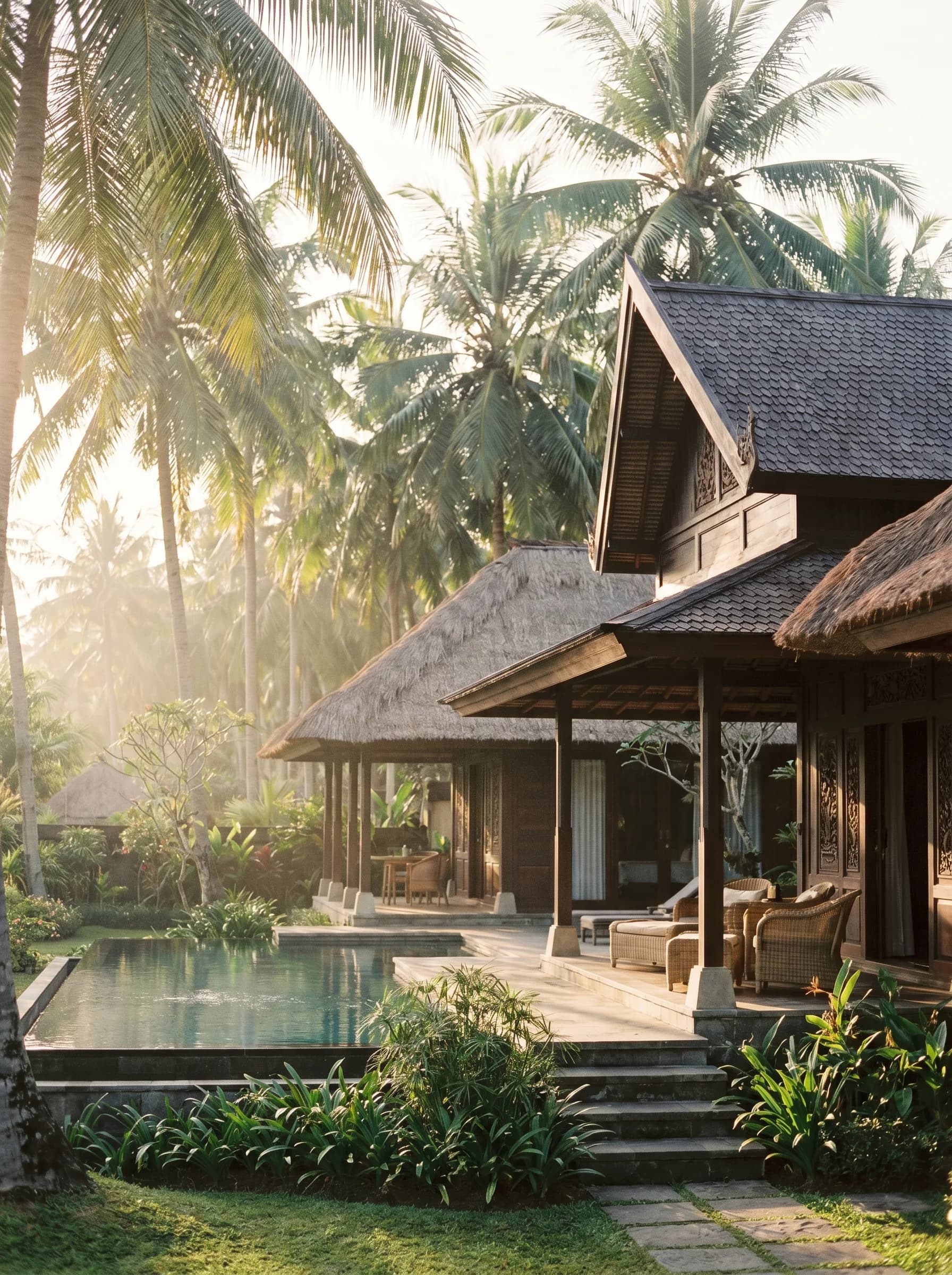 Private villa surrounded by palms