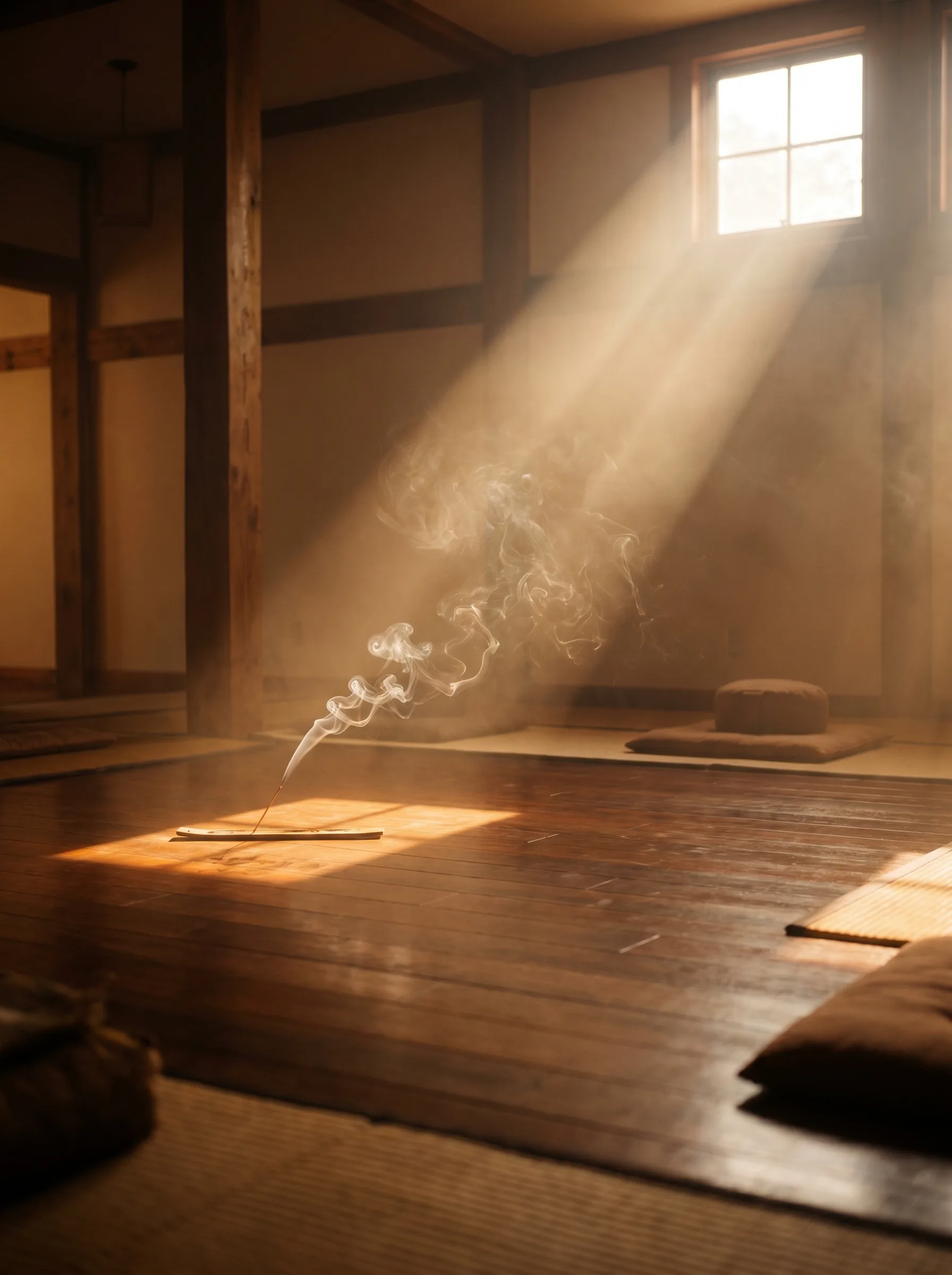 Still meditation hall in morning light
