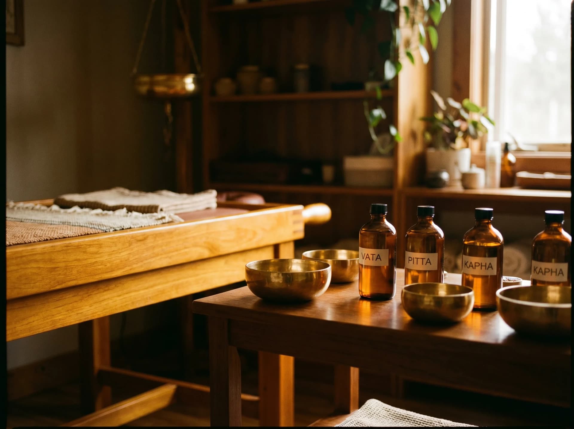 Herbal treatment room prepared for Panchakarma