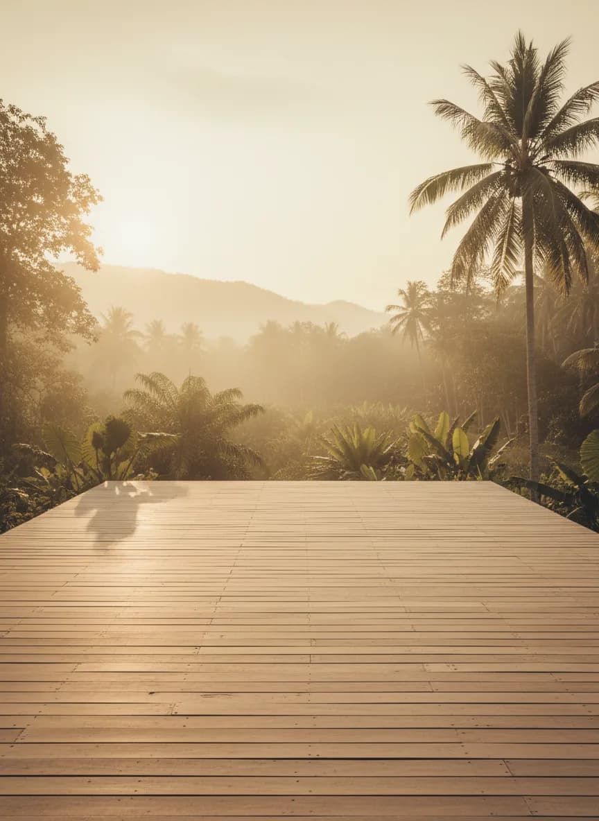 Morning yoga on the open-air deck