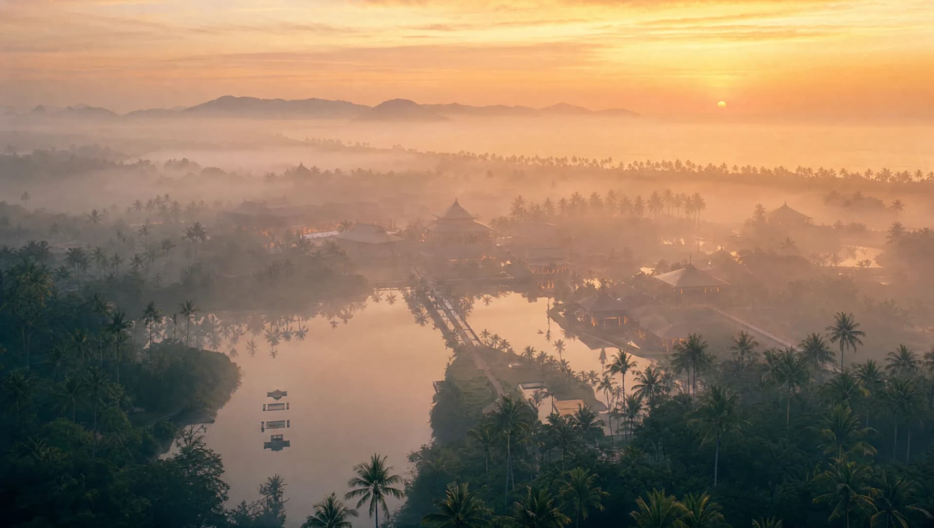 Misty tropical retreat at dawn, Koh Samui, Thailand