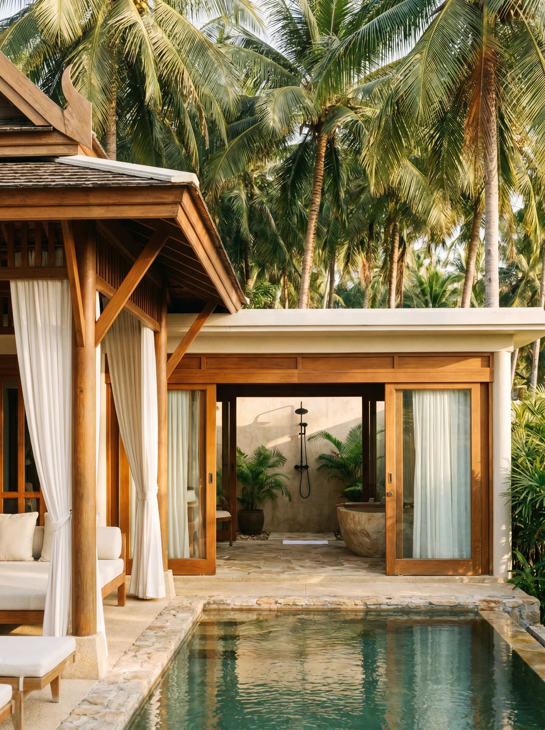 Private villa surrounded by palms